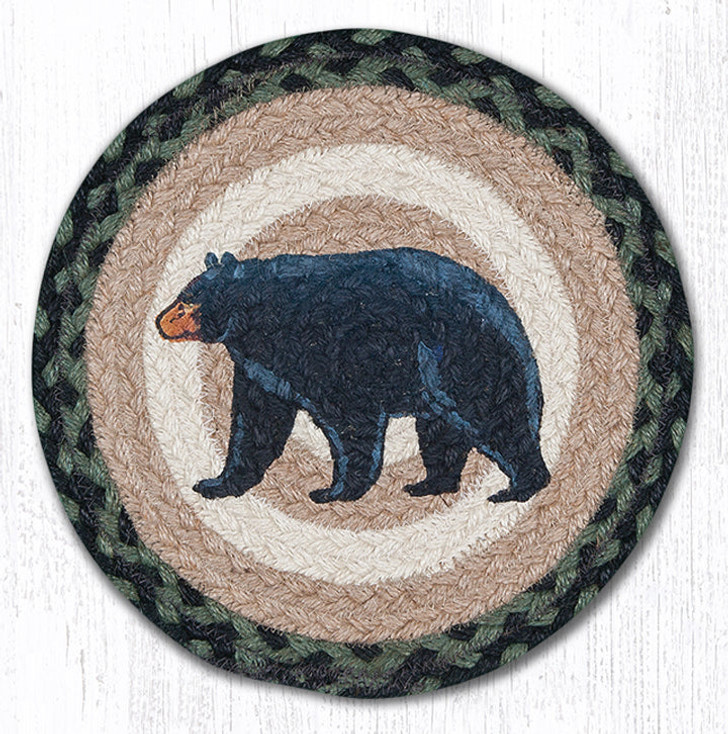 10" Mama Bear Printed Jute Round Trivet by Jan Harless, Set of 2