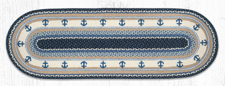 2' x 6' Anchor Braided Jute Oval Runner Rug by Harry W. Smith