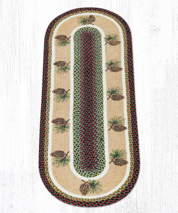 2' x 6' Pinecone Braided Jute Oval Runner Rug by Sandy Clough