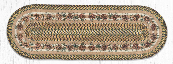 2' x 6' Needles & Cones Braided Jute Oval Runner Rug by Harry W. Smith