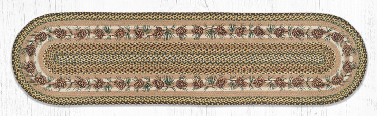 2' x 8' Needles & Cones Braided Jute Oval Runner Rug by Harry W. Smith