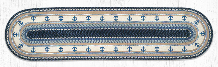 2' x 8' Anchor Braided Jute Oval Runner Rug by Harry W. Smith