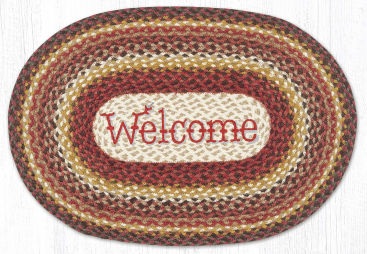 20" x 30" Welcome Braided Jute Oval Rug by Phyllis Stevens