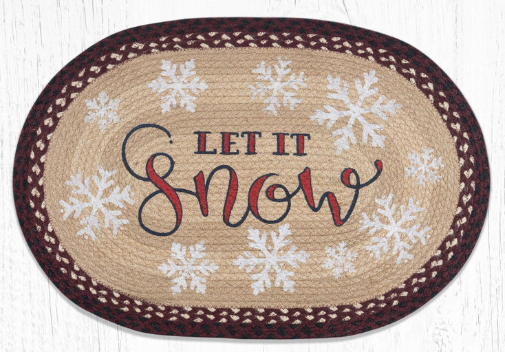 20" x 30" Let It Snow Braided Jute Oval Rug by Ashlee Nobel