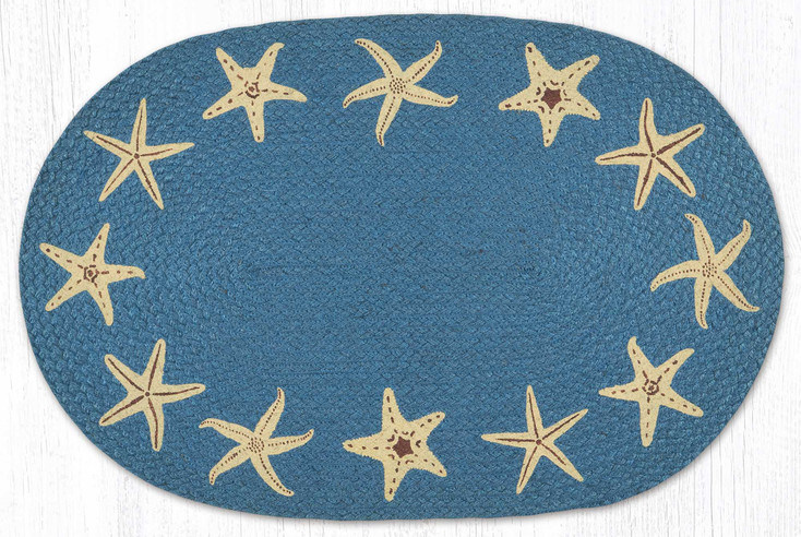 20" x 30" Starfish Braided Jute Oval Rug by Harry W. Smith