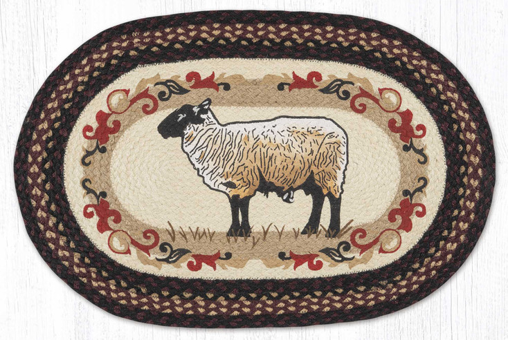 20" x 30" Lamb Patch Braided Jute Oval Rug by Harry W. Smith