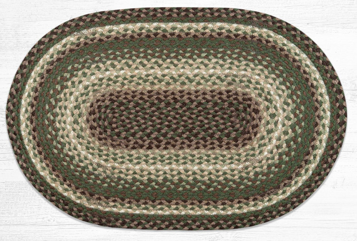 20" x 30" Taupe/Dark Brown/Cactus Oval Braided Jute Rug