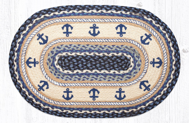 20" x 30" Anchor Braided Jute Oval Rug by Harry W. Smith