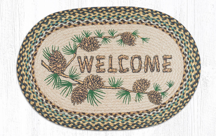 20" x 30" Welcome Patch Braided Jute Oval Rug by Harry W. Smith