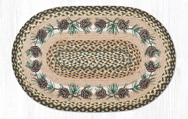 20" x 30" Needles & Cones Braided Jute Oval Rug by Harry W. Smith