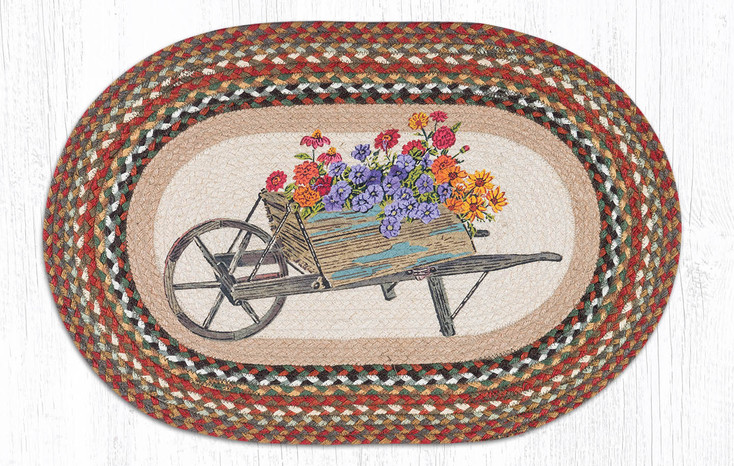 20" x 30" Wheelbarrow Braided Jute Oval Rug by Sandy Clough