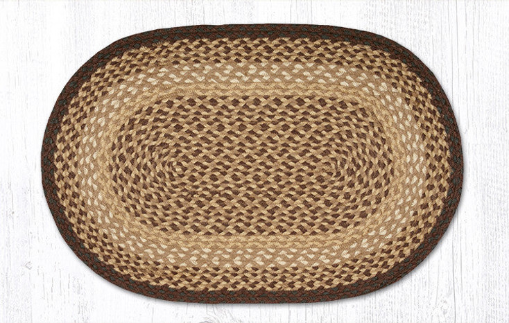 20" x 30" Chocolate/Natural Oval Braided Jute Rug