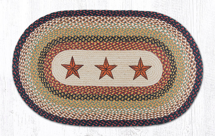 27" x 45" Barn Stars Braided Jute Oval Rug by Susan Burd