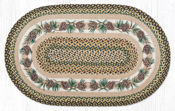 27" x 45" Needles & Cones Braided Jute Oval Rug by Harry W. Smith