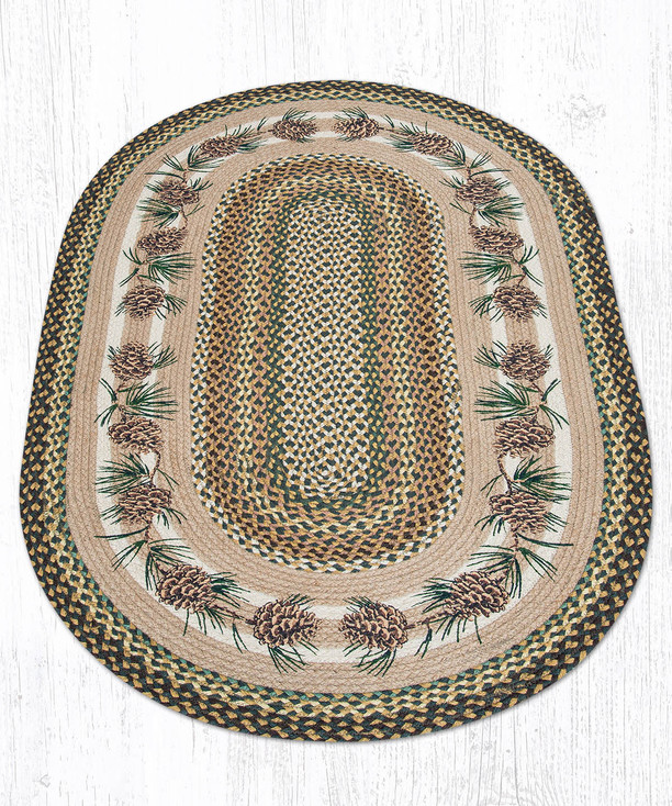 3' x 5' Needles & Cones Braided Jute Oval Rug by Harry W. Smith