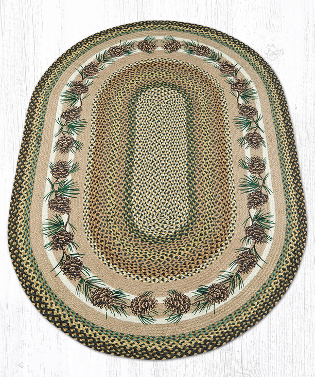 4' x 6' Needles & Cones Braided Jute Oval Rug by Harry W. Smith