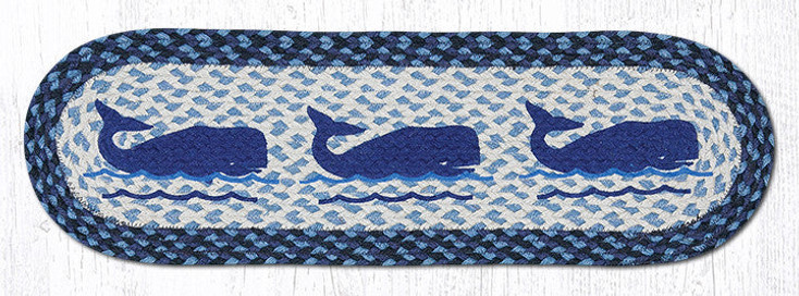 8.25" x 27" Whale Jute Oval Stair Tread Rug by Harry W. Smith, Set of 2