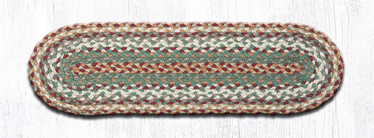 Buttermilk Cranberry Jute Oval Stair Tread Rug 8.25x27