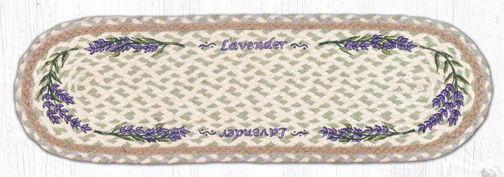 Lavender Jute Oval Stair Tread Rug 8.25x27 by Susan Burd