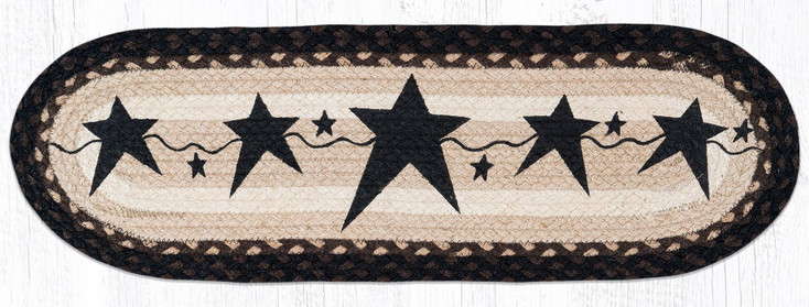 Primitive Stars Black Jute Oval Stair Tread Rug 8.25x27