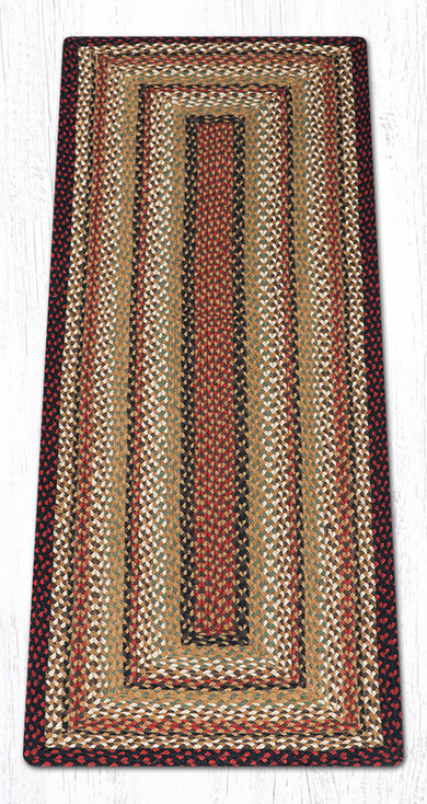 2' x 6' Burgundy/Mustard/Ivory Braided Jute Rectangle Runner Rug