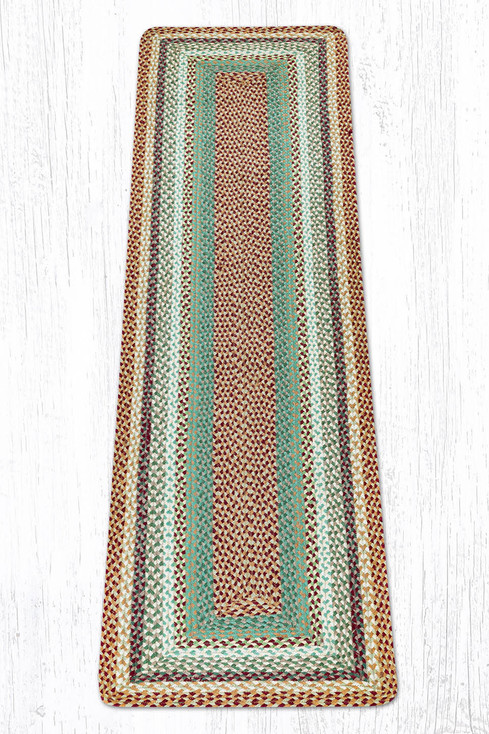 2' x 8' Buttermilk/Cranberry Braided Jute Rectangle Runner Rug