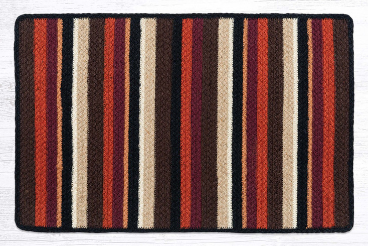 20" x 30" Rust/Black/Tan Braided Jute Rectangle Rug