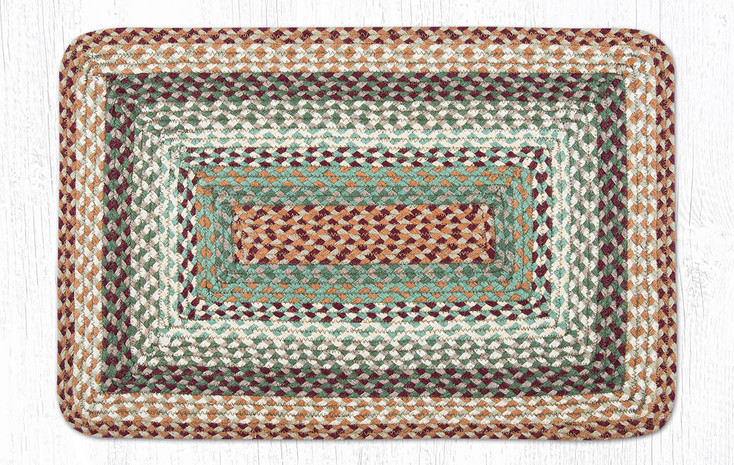 20" x 30" Buttermilk/Cranberry Braided Jute Rectangle Rug