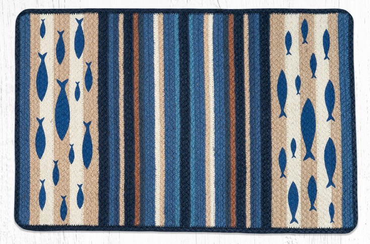 20" x 30" Fish Braided Jute Rectangle Rug by Harry W. Smith