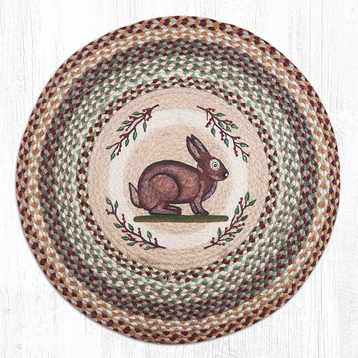 27" Vintage Rabbit Braided Jute Round Rug by Susan Burd