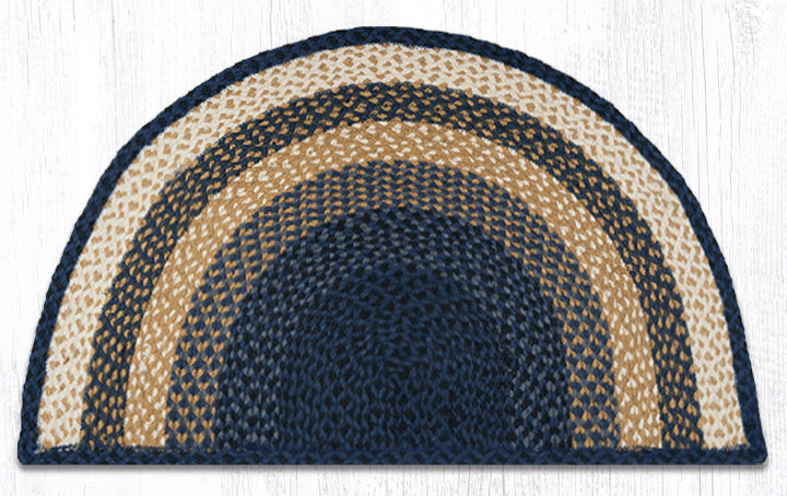 24" x 39" Light Blue/Dark Blue/Mustard Jute Slice Rug