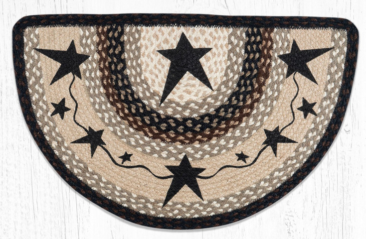 18" x 29" Primitive Stars Black Printed Jute Slice Rug by Susan Burd