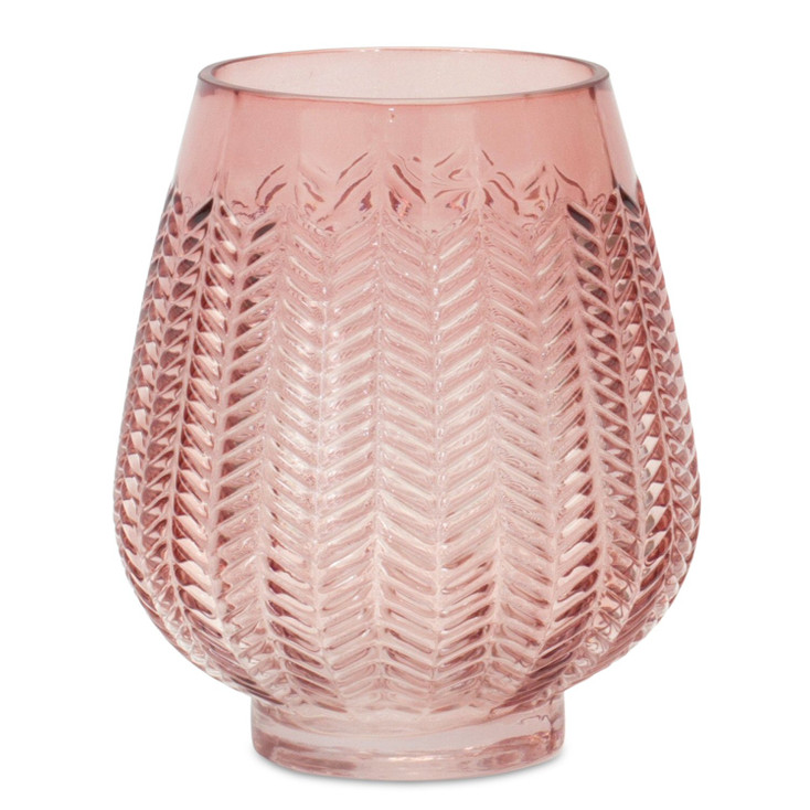 6" Textured Soft Pink Glass Vase