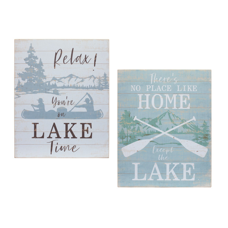 Watercolor Wooden Lake Signs, Set of 2