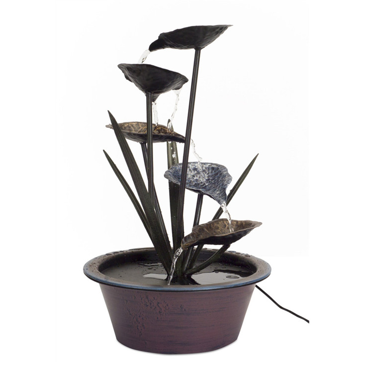 Metal Lotus Leaf Fountain with UL Pump