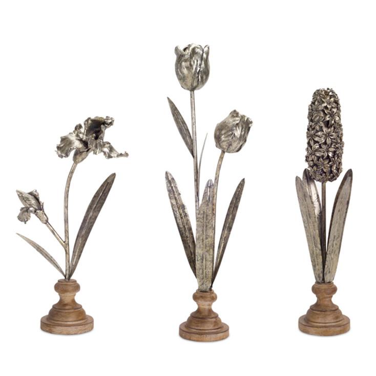 Assorted Floral Decor Sculptures, Set of 3