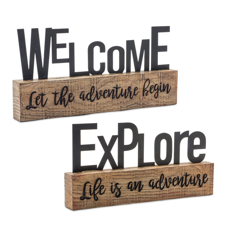 Explore and Welcome Tabletop Sculptures, Set of 2