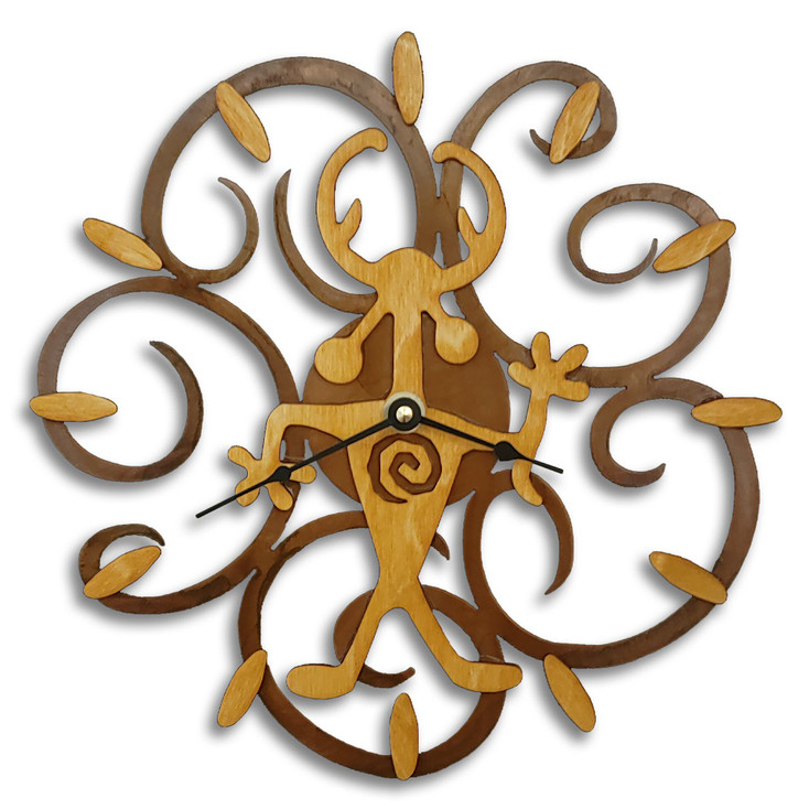 Moab Man Southwest Swirl Wood & Metal Wall Clock