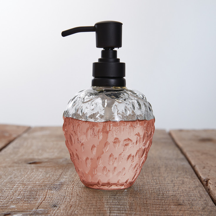 Strawberry Glass Soap and Lotion Dispenser