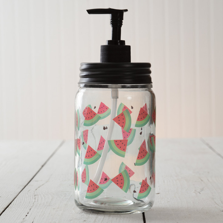 Watermelon Glass and Metal Soap and Lotion Dispenser
