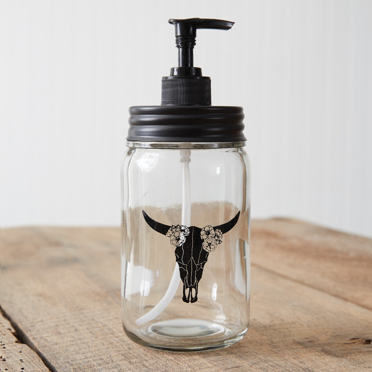 Longhorn Glass and Metal Soap and Lotion Dispenser