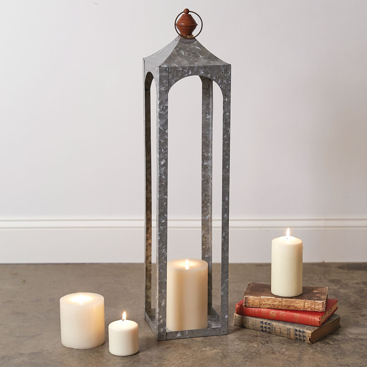 Large Nador Open Metal Pillar Candle Lantern