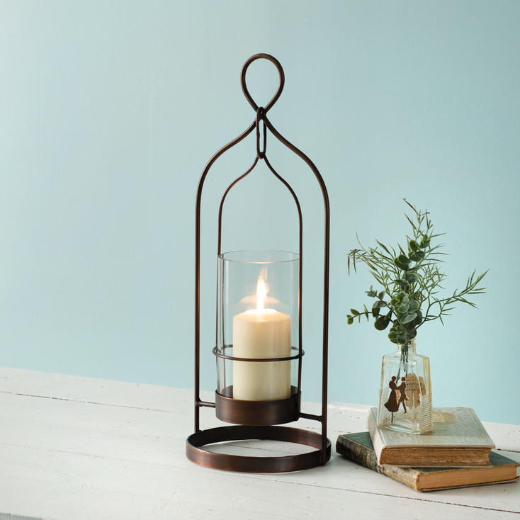 Salvatore Metal and Glass Pillar Candle Lantern