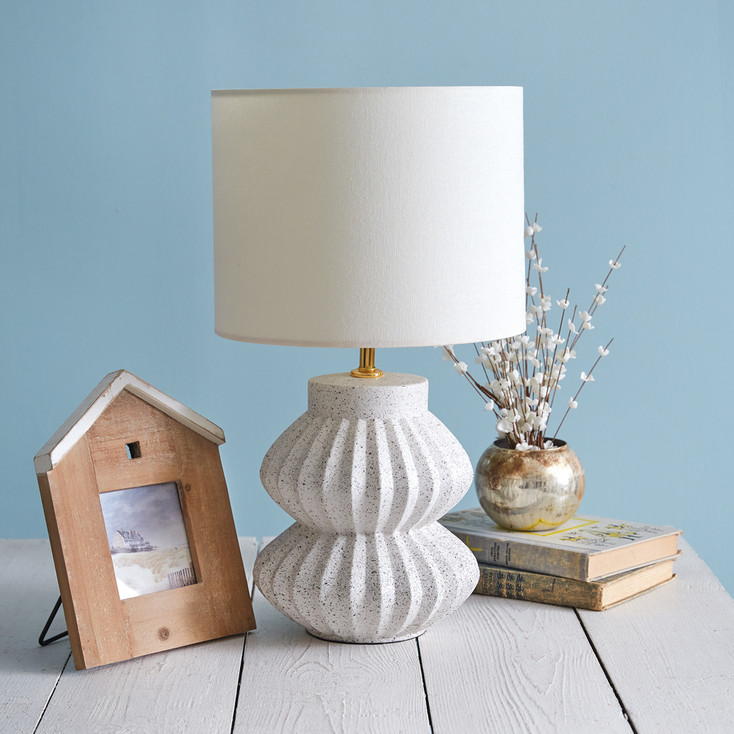 Scalloped Resin Table Lamp with Fabric Lampshade