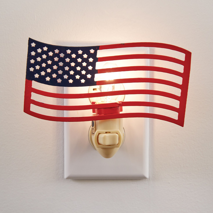 American Flag Plug In Metal Night Lights, Set of 4