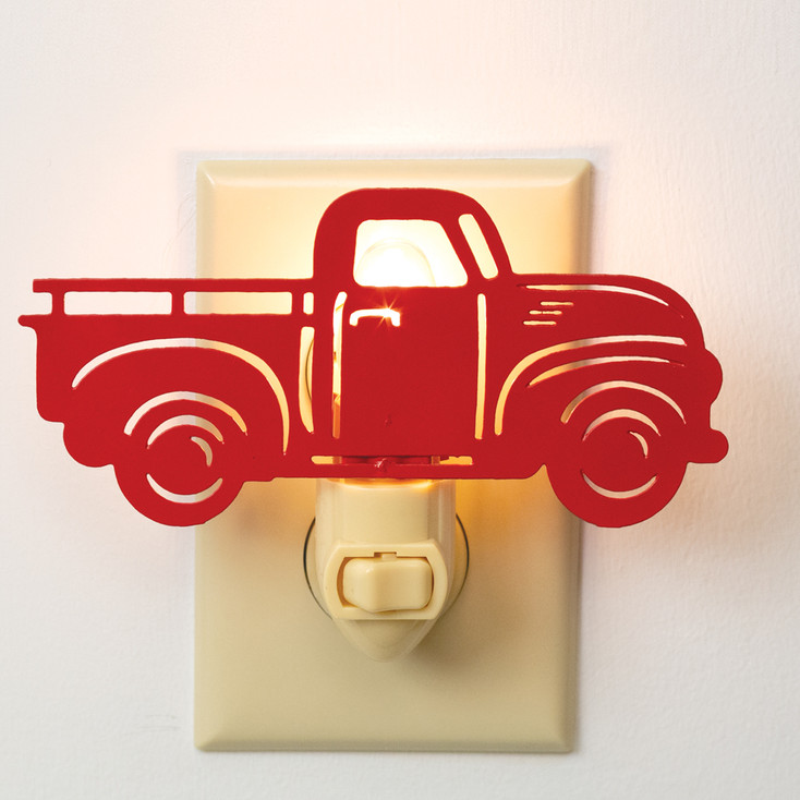 Classic Red Truck Plug In Metal Night Lights, Set of 4