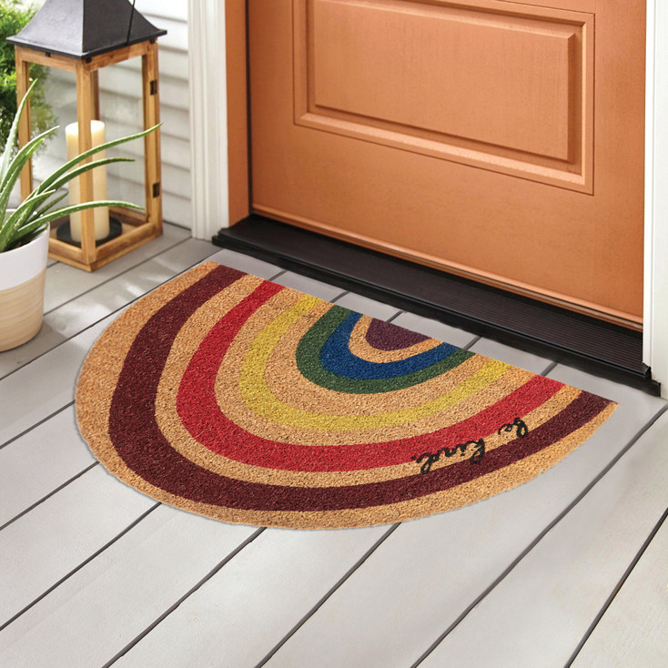 Rainbow Fiber and Rubber Doormat