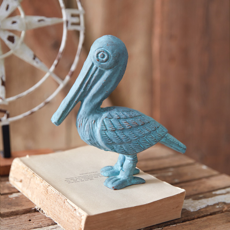 Verdigris Pelican Cast Iron Statue