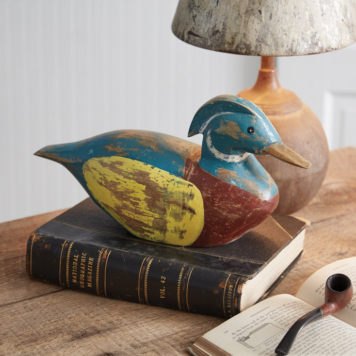 Handcrafted Wooden Duck Sculpture