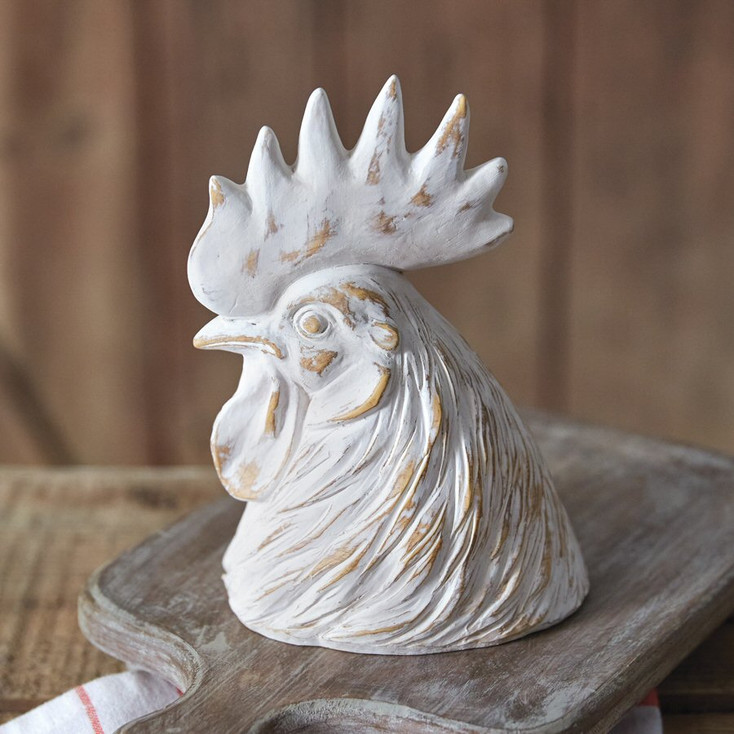 Rooster Bird Head Resin Sculpture